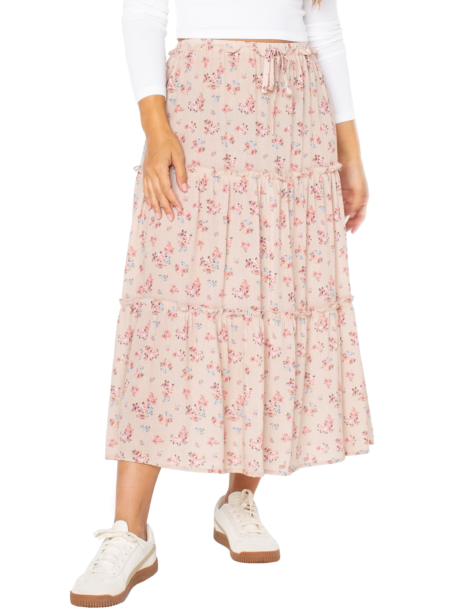 Celebrity Pink Women's and Women's Plus Tiered Maxi Skirt, Sizes XS-4X