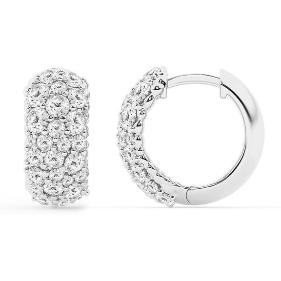Unique Moments 2 Carat Round Lab Grown Cluster Diamond Hoop Earrings for Women in Sterling Silver for Women (GH,SI2-I1)