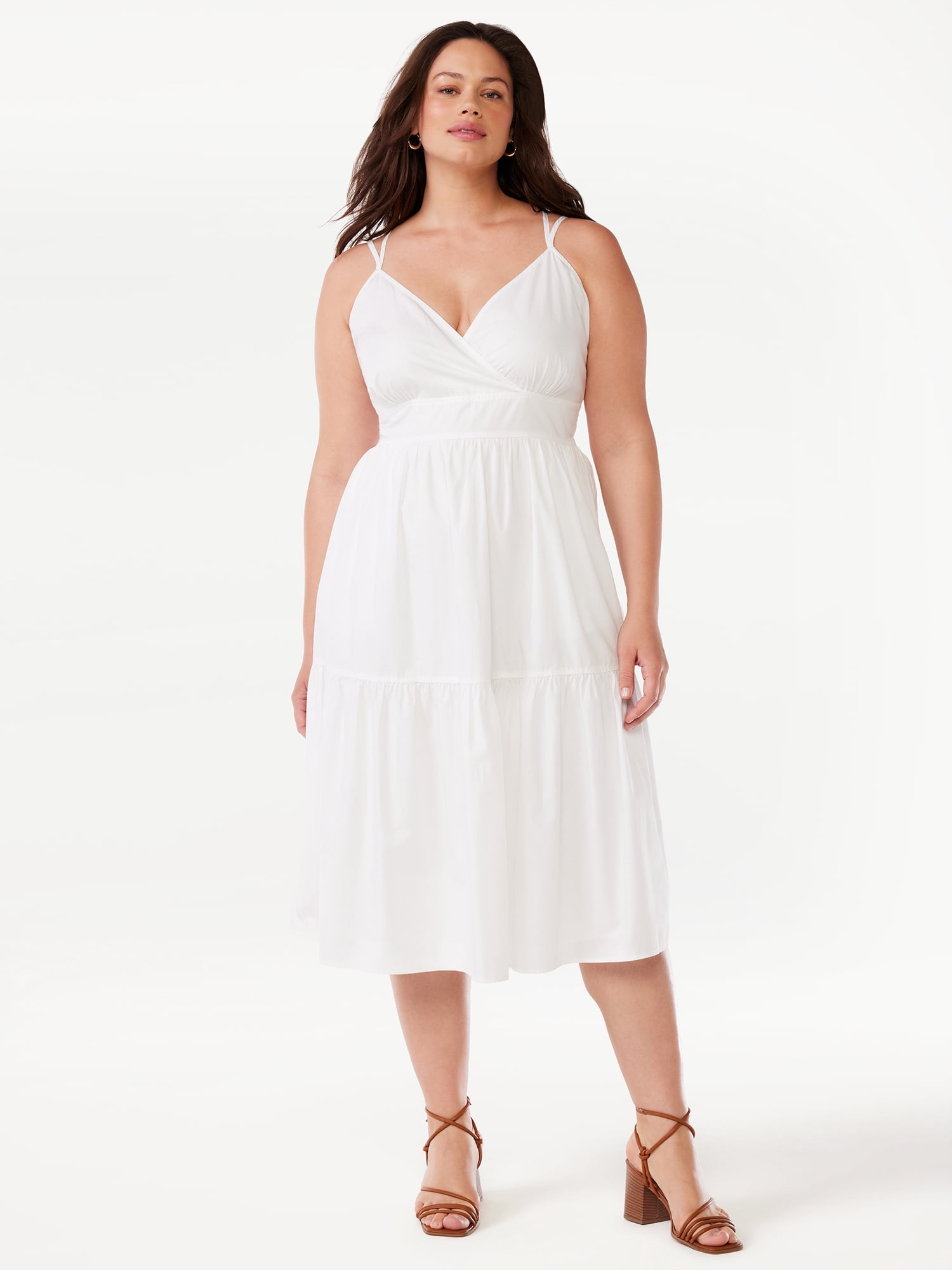 Free Assembly Women's Double Strap Cami Fit and Flare Midi Dress, Sizes XS-XXL