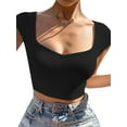 thumbnail image 3 of Biekopu Women Summer T-shirt,Short Sleeve Low-cut Backless Tie-up Ladies Crop Top for Casual Daily, 3 of 6