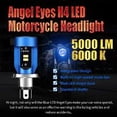 thumbnail image 3 of Bombilla LED H4 con ojos de ángel, HS1 6400LM DC 12V Faro para motocicleta, azul, paquete de 1, 3 of 5