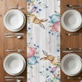 thumbnail image 6 of Bunny Easter Table Runner - 48 Inch Long, Kitchen Dining Table Runner Dresser Scarves, Spring Floral Eucalyptus Leaves Weeping Wooden Farmhouse Decor for Coffee Tables Wedding Party Banquet, 6 of 8