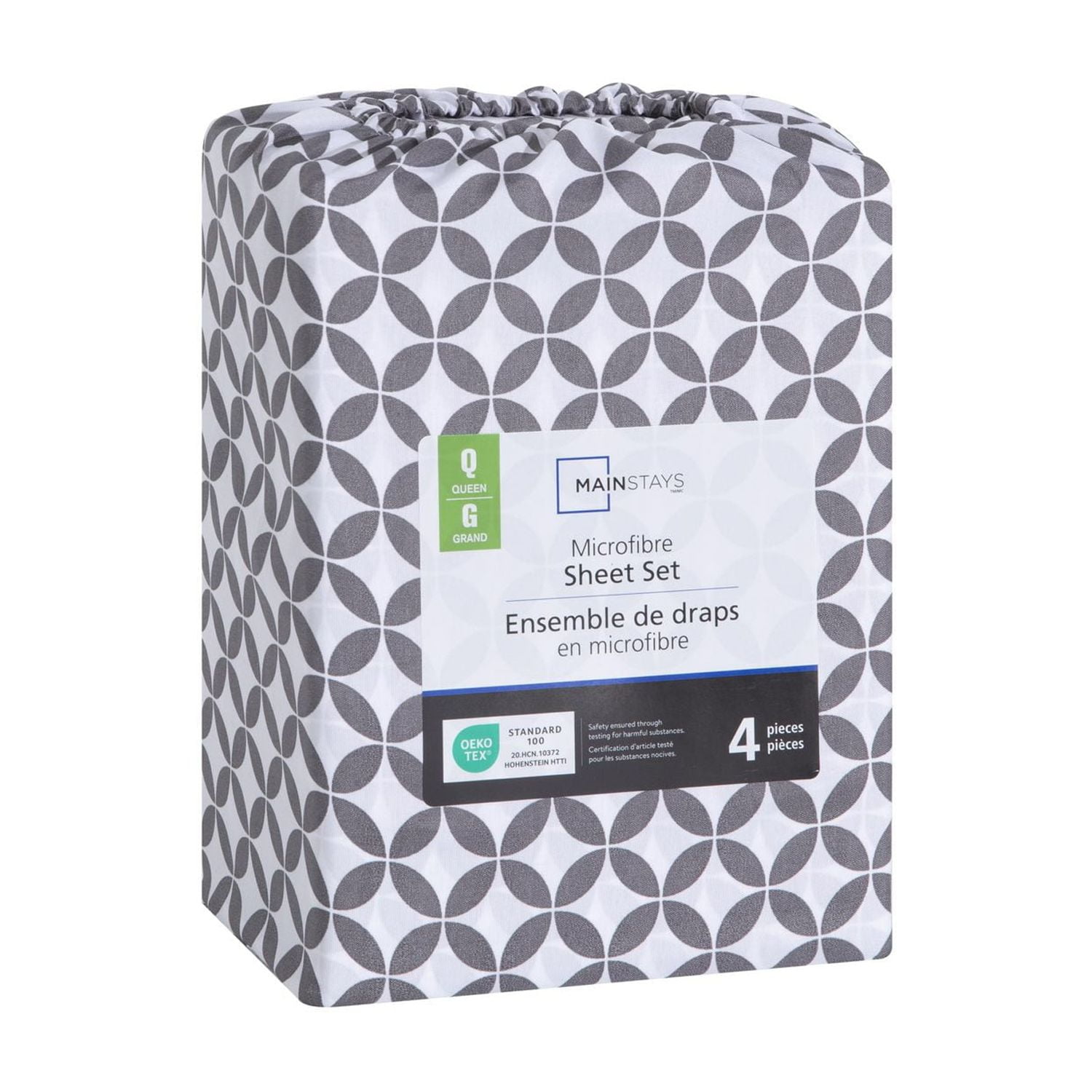 Ensemble de draps en microfibre doux et facile d'entretien Mainstays – Imprimé Tailles: 1 place, 2 places et grand lit