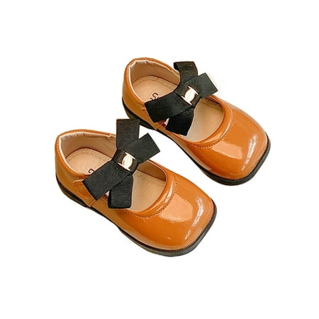 

Rotosw Kids Mary Jane Magic Tape Flats Princess Dress Shoes Girl s Loafers Girls Lightweight Bowknot Flat Shoe Orange 11.5C