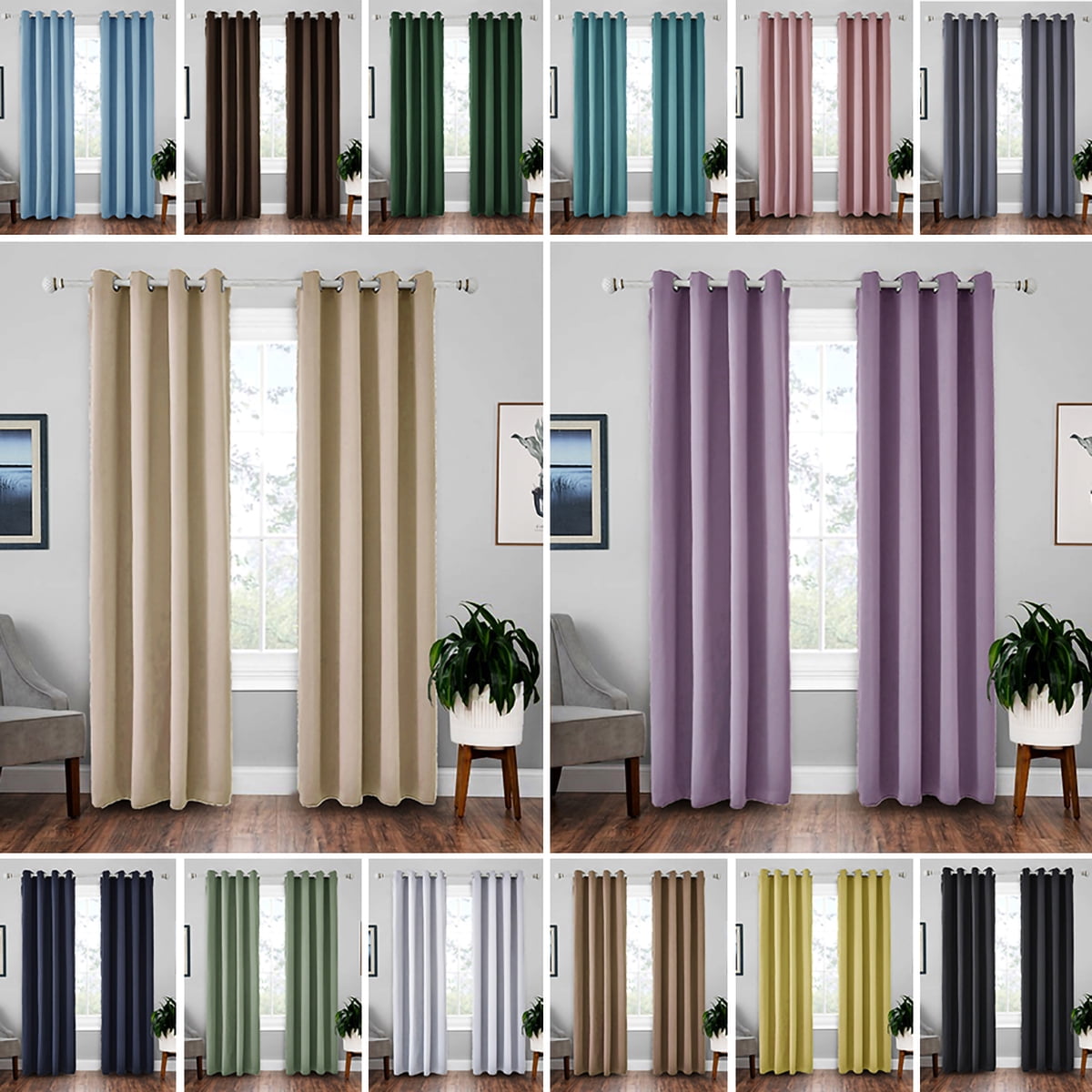 Various Solid Color Curtain Grommet Window Panel Drapes Sheer 200/250cm