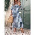 thumbnail image 3 of Women Boho Floral Puff Sleeve Tiered Maxi Dress Casual Layered Loose Vacation Beach Long Dress, 3 of 7