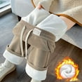 thumbnail image 2 of AINIYS Fleece Lined Sweatpants Women Winter Warm Sherpa Lined Pants Solid Straight Wide Leg Elastic Drawstring Athletic Joggers with Pockets Khaki XL, 2 of 7