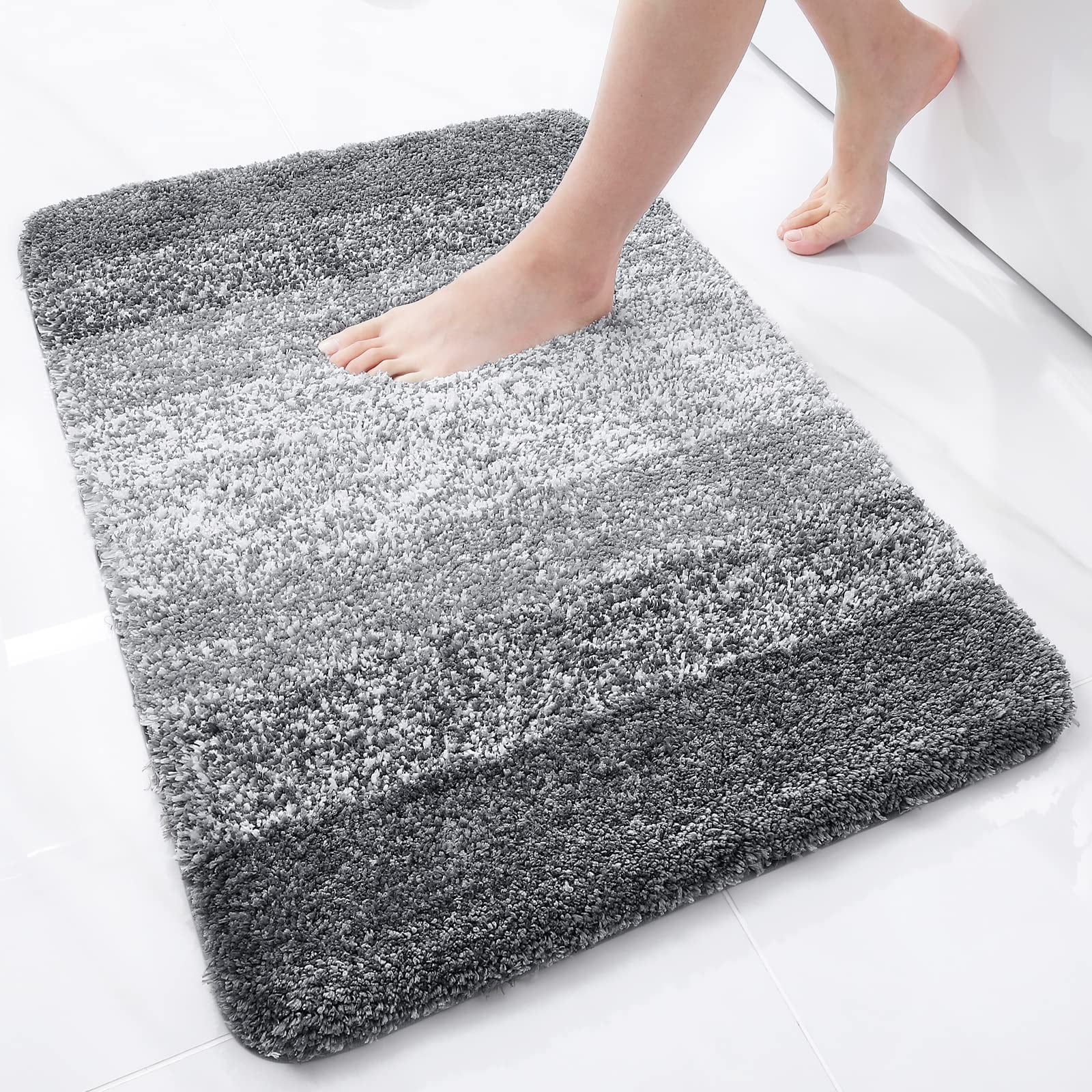 Buganda Microfiber Bathroom Rugs, 20"x32" Grey Luxury Extra Soft and