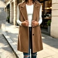 thumbnail image 2 of Sleeveless Vest for Women,Open Front Button,Mid-Length Solid Color Warm Winter Coat for Daily Wear, 2 of 7