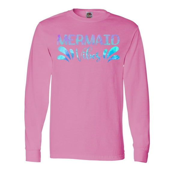 Inktastic Mermaid Vibes Text in Blues Long Sleeve T-Shirt