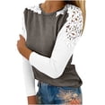 thumbnail image 1 of FcBaudy Hauts pour Femmes, Chemisiers et Chemises à Manches Longues à Col Rond, Chemises pour Femmes Femmes Décontracté Col Rond Dentelle Ajourée Chandail à Manches Longues Blouse T-shirt Hauts Femmes Blouse, 1 of 4