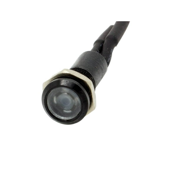 Alpinetech 6mm 1/4" White 12V LED Metal Indicator Pilot Custom Dash Light Lamp with Black Body PLB-6