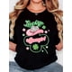 thumbnail image 1 of Camiseta De Mujer Verano Activewear Camiseta Básica Para Senderismo Deportes VacacionesWomen's St. Patrick's Day "Lucky Cowgirl" Graphic T-Shirt - Black Retro Minimalist Design with Pink Hat, Green, 1 of 6