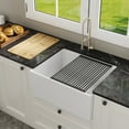 thumbnail image 4 of 24 in. Farmhouse Single Bowl White Fireclay Workstation Kitchen Sink with Accessories, 4 of 13