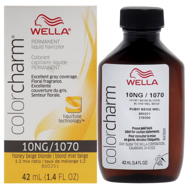 Tinte líquido permanente para cabello Wella Color Charm 1070 10NG Honey Beige Blonde 1.42 oz