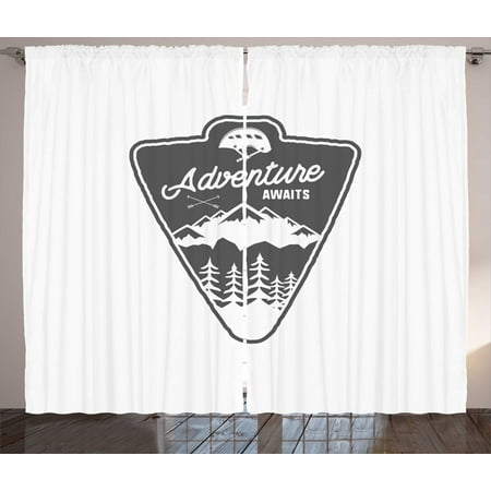 Adventure Awaits Curtains 2 Panels Set Vintage Camping And Hiking