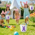 thumbnail image 4 of Purple Easter Rabbit Canvas Bag 9.8X9.1 Inch Bunny Print Tote With Handles For Kids Candy Egg Hunt Spring Party Favor Gift Storage, 4 of 7