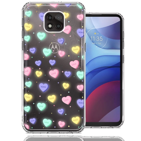MUNDAZE For Motorola Moto G Power 2021 Valentine's Day Heart Candies Polkadots Design Double Layer Phone Case Cover