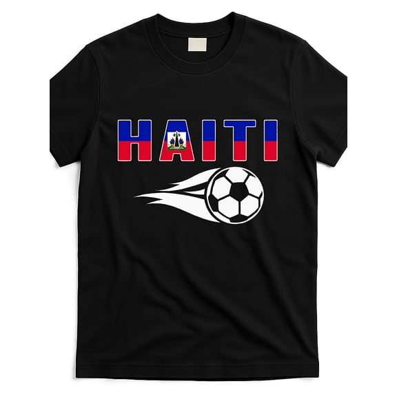 Haiti Soccer National Flag Pride Men's Women's Unisex Graphic T-Shirt Retro Athletic Football Fan Apparel Black