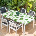thumbnail image 2 of St. Patrick's Day Table Cloths for 3 Foot Rectangle Tables, Watercolor Lucky Clovers Green Patio Waterproof Elastic Fitted Tablecloths, Washable Rectangular Table Cover for Camping, 2 of 8
