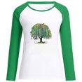 thumbnail image 2 of Birdeem Womens Spring Patchwork Christmas Printed Long Sleeves Round Neck Casual Tee Tops, 2 of 4