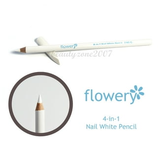 Flowery Nail White Pencil with Cuticle Pusher Cap - Set of 3