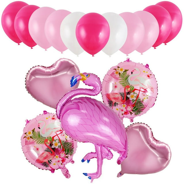 Kit de globos de fiesta Mylar con forma de flamenco, de látex, 16 unidades