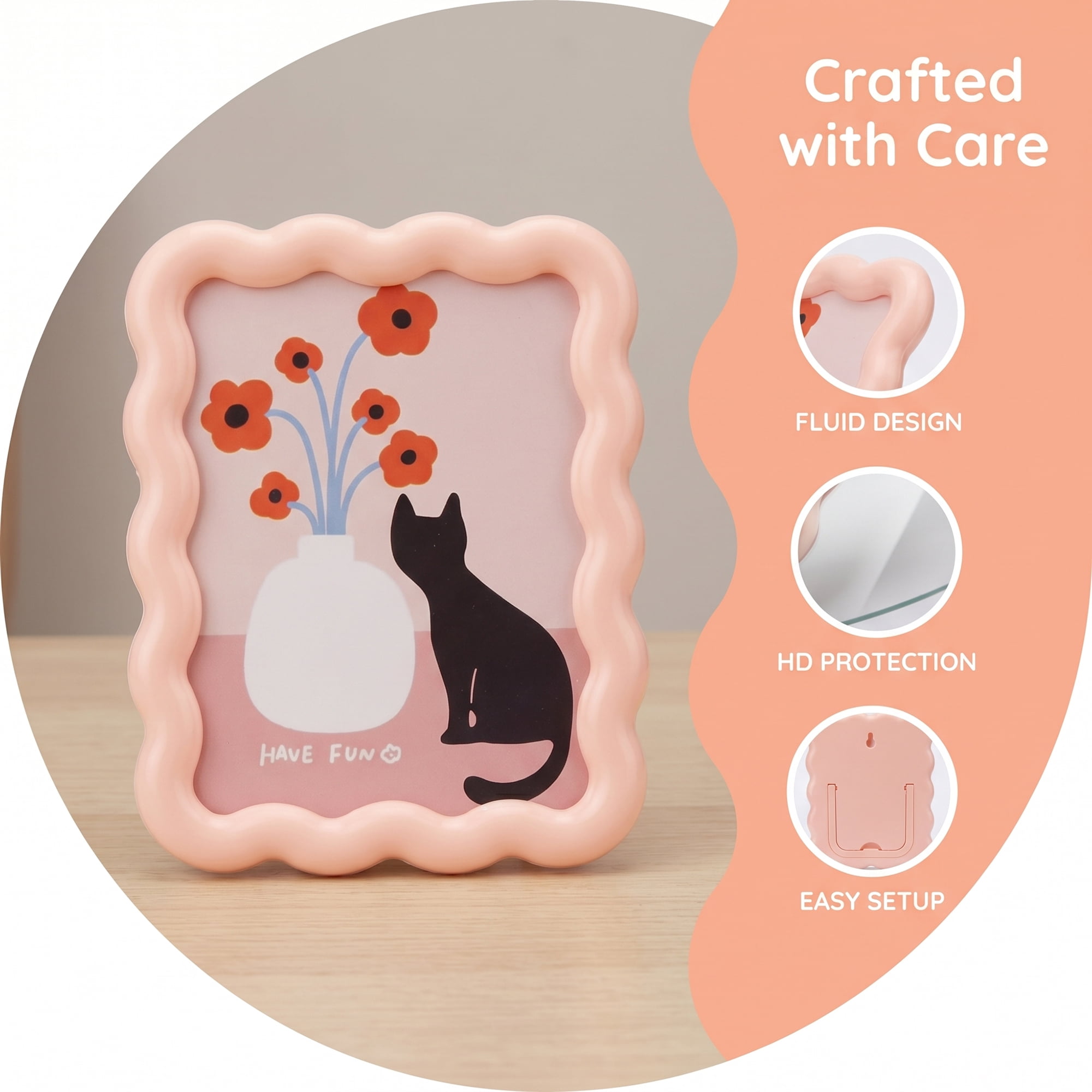 Unique Bargains Photo Frame with HD Glass for Aesthetic Desk Display Pink 4" x 6"
