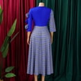thumbnail image 5 of AURA Plus Size Printed Patchwork A Line Midi Dress Round Neck 3 4 Sleeve High Waist Elegant Work Dress, 5 of 10