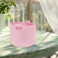 thumbnail image 4 of Decorative Woven Rope Basket with Handles - Small Round Storage Bin for Organizing Shelves, Closet, Snacks, Laundry | Desktop & Home Decor, 4 of 5