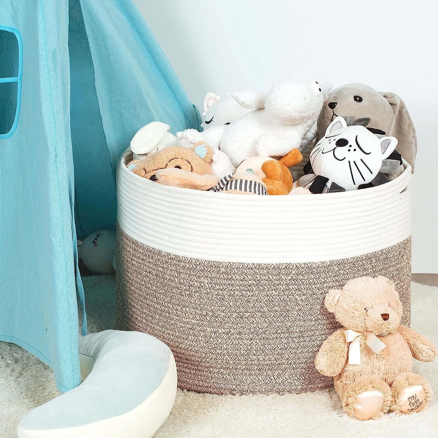 ZFITEI Woven Rope Cotton Storage Baskets, Handles