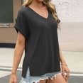 thumbnail image 6 of WCMZJ Women Tops Summer Sweaters Short Sleeve V Neck Shirts 2025 Spring Fashion Dressy Casual Business Tunic Blouses Black 2XL, 6 of 9