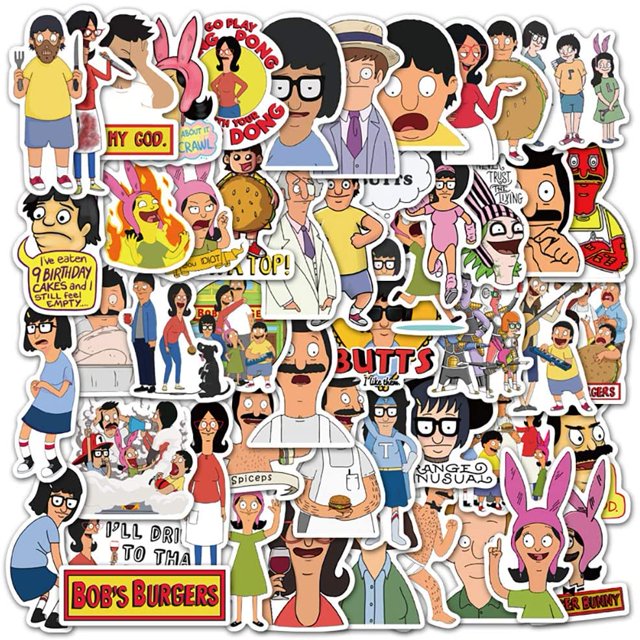 Bobs Burgers Stickers| 50 PCS | Vinyl Waterproof Stickers for Laptop,Skateboard,Water Bottles,Computer,Phone,