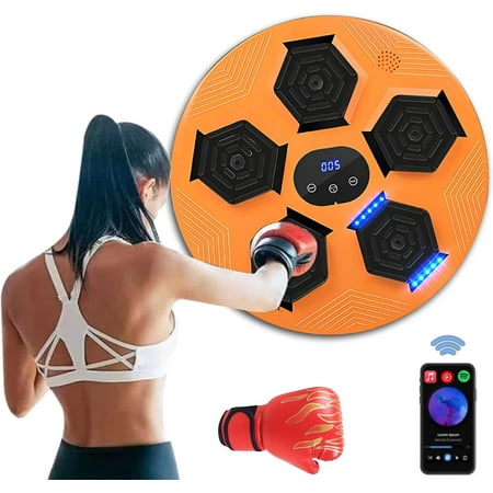 Annuodi Music Boxing Machine Smart Boxing Training Gym Equipment with Boxing Gloves Wall Mount Electronic Boxing Trainer for Music Interactive Game