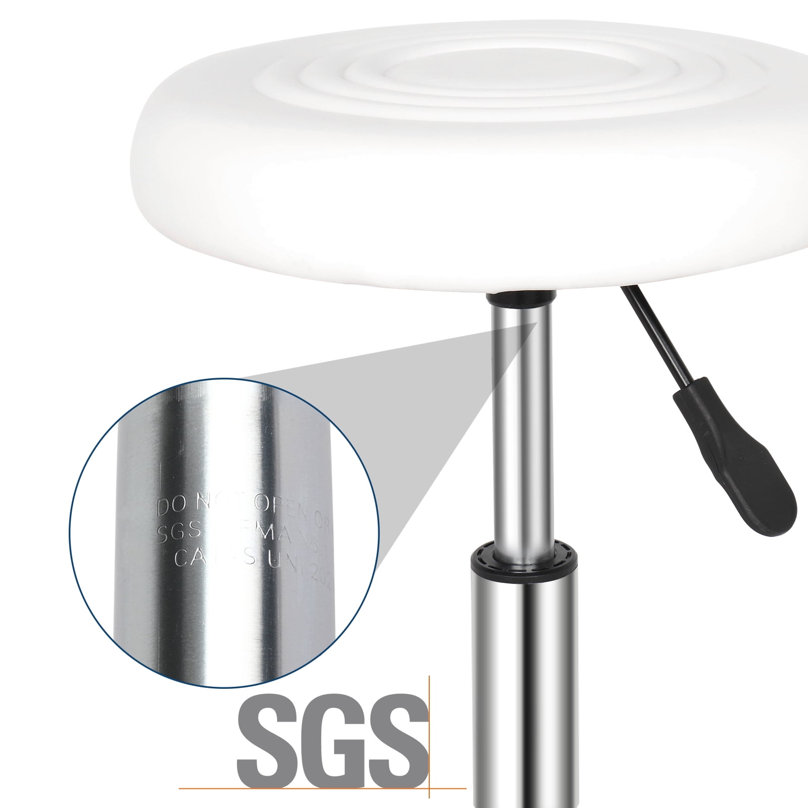 Round Stool with Lines Rotation Bar Stool, White