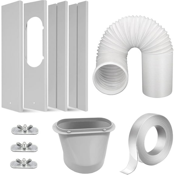 Air Conditioner Window Kit with 5.9” Exhaust Hose, Adjustable Universal Window Seal for AC Unit