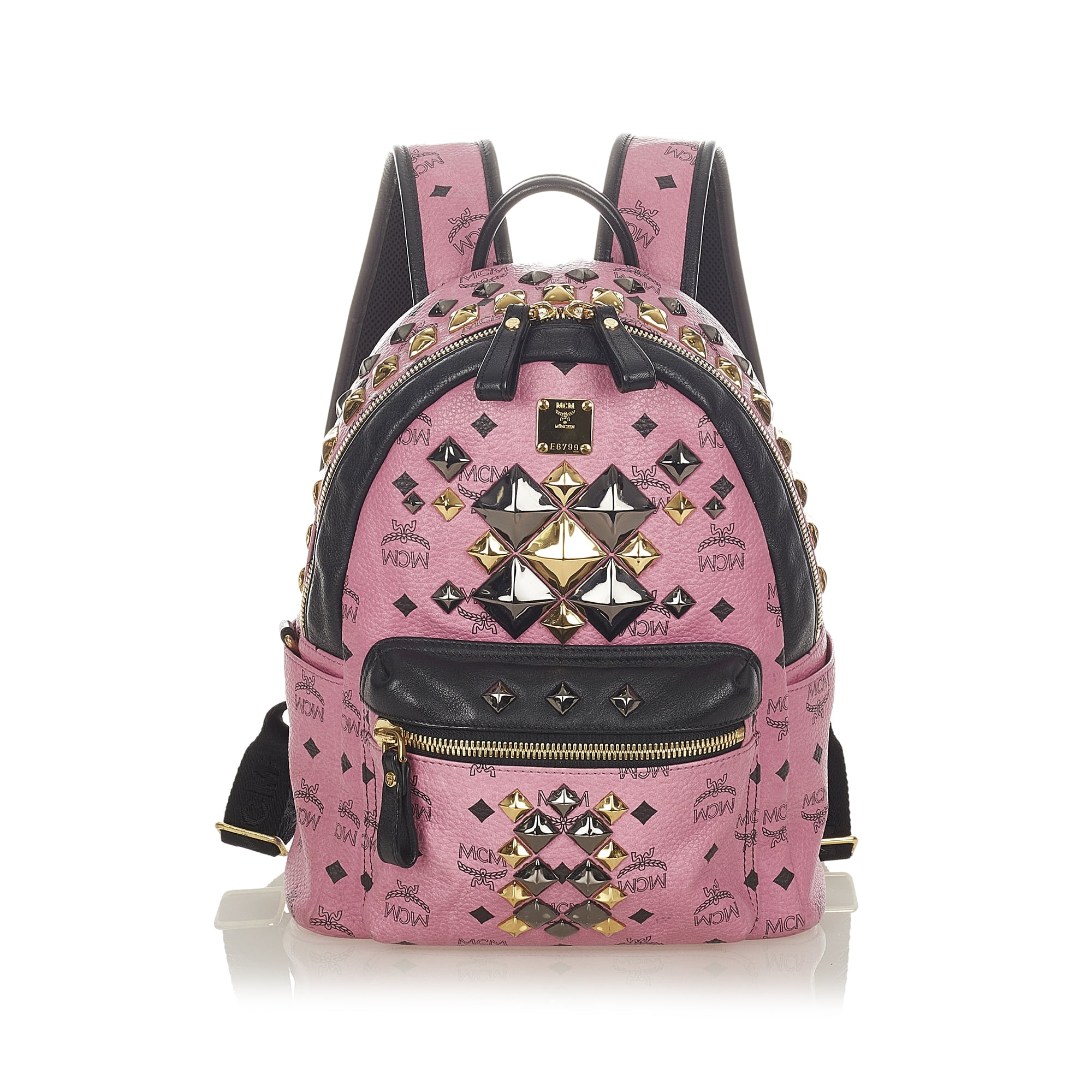 MCM Visetos Stark Pink Leather Backpack Pre Owned in Bahrain at BHD 386 Rating 5