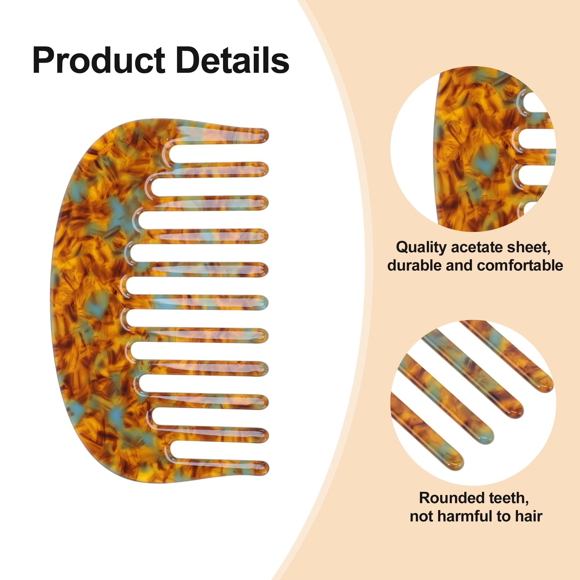 Unique Bargains 1 Pc Mini Wide Tooth Comb for Women Pocket Size Brown 3.94"x2.36"