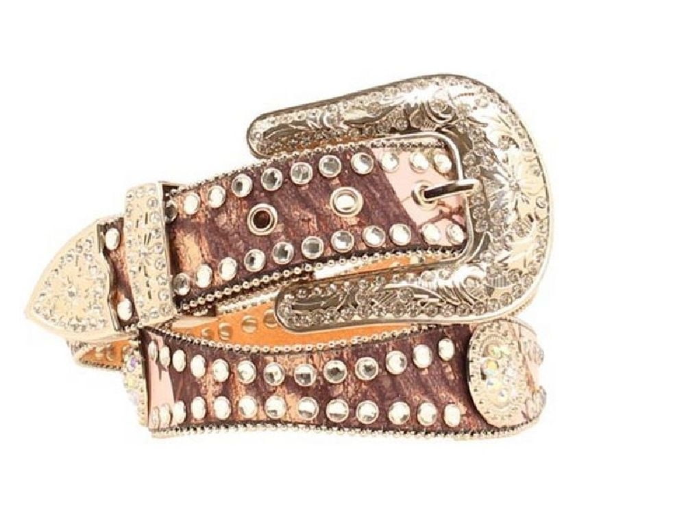 Blazin Roxx Western Womens Belt Crystals Bling Pink Camo N3514830