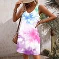 thumbnail image 4 of Lovskoo Summer Dresses for Women 2024 Sleeveless Mini Dress Sundresses Floral Tie Dye Printed Casual with Pockets Boho Beach Dress T-Shirts Dress V Neck Loose Tank Dresses Multicolor S, 4 of 4