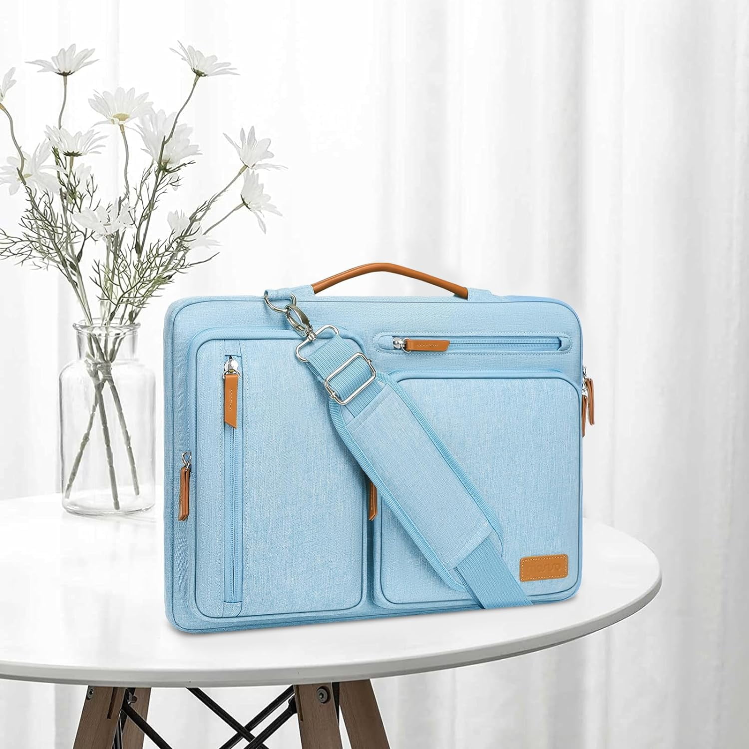 Mosiso 360 Protective Laptop Shoulder Bag 15 15.6 16 inch for MacBook Air Pro M1 M2 M3 M4 Lenovo Acer Asus Dell HP Computer Messenger HandBag For Men Women, Air Blue