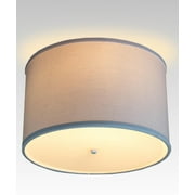 Moderne Flush Mount Conversion Kit 14"w White Fabric Drum Lampshade