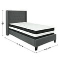 thumbnail image 4 of BizChair Twin Size Tufted Upholstered Platform Bed with Accent Nail Trimmed Extended Sides in Dark Gray Fabric with Mattress, 4 of 9