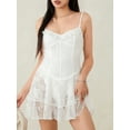thumbnail image 2 of Gupgi Women Lace Mini Corset Dress Backless Sleeveless Tiered Ruffle Cami Dress, 2 of 9