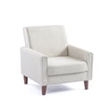 thumbnail image 5 of Modern Accent Chair, Single Sofa Chair with Wooden Legs and Backrest Comfy Armchair for Living Room, Bedroom, Reception Room, White, 5 of 9