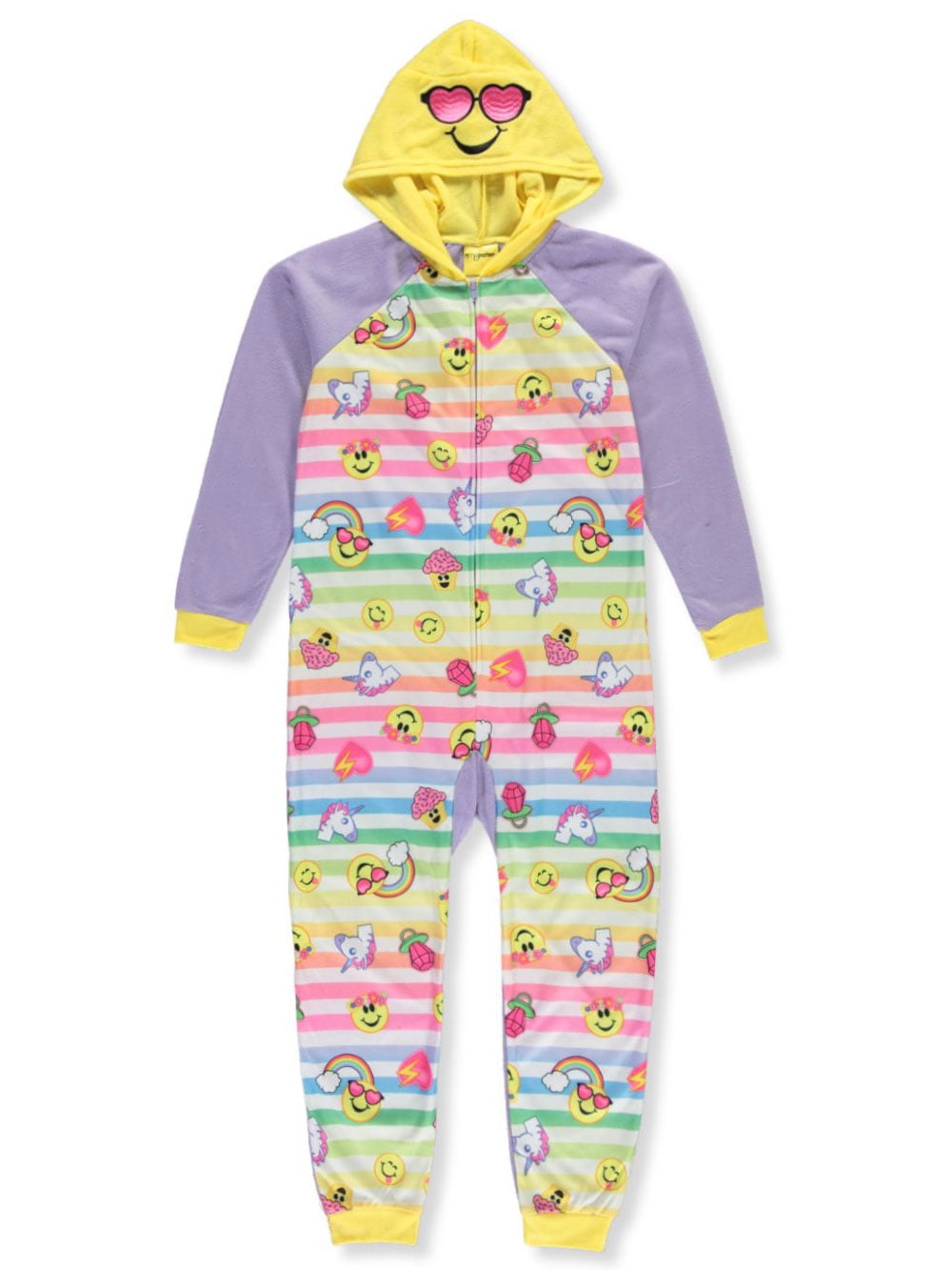Emoji Nation Girls' Raglan Hooded 1Piece Pajamas (Little Girls)
