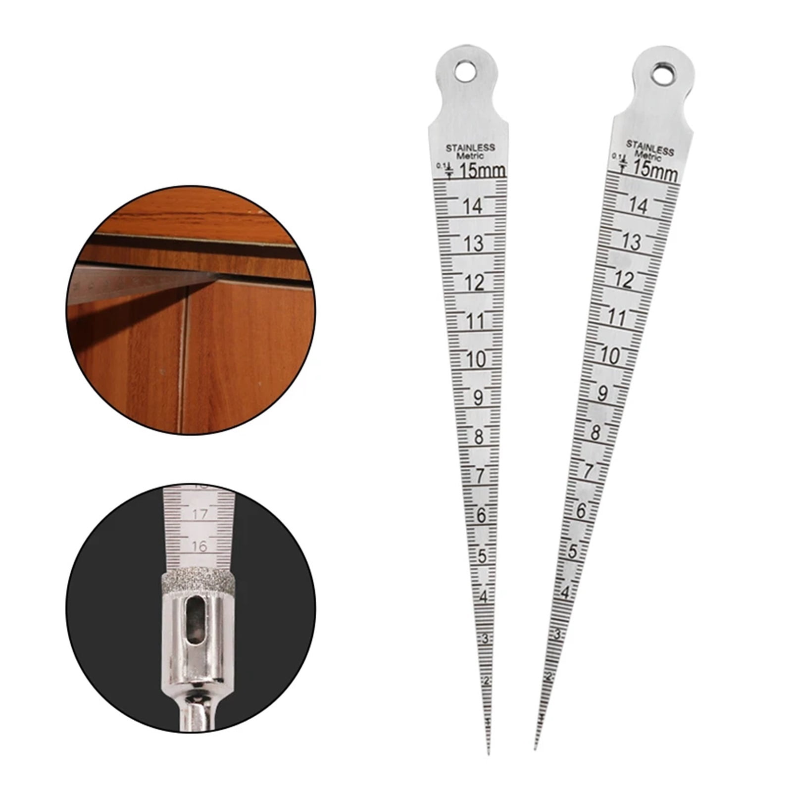 1PC Taper Gauge Feeler 1-15mm Stainless Steel Gap Hole Measuring Tool Double Side Wedge Aperture Scale ,Corrosion-Resistant