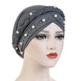 thumbnail image 2 of African Womens Turban Cap Braid Twist Pearl Beading Headscarf Pre tied Cap Chemo Headwrap Cancer Hair Cover, 2 of 3