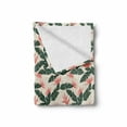 thumbnail image 2 of Jungle Soft Flannel Fleece Blanket, Retro Style Island Nature Pattern with Leaves Bird of Paradise Flowers, Cozy Plush for Indoor and Outdoor Use, 50" x 70", Army Green Coral Ivory, by Ambesonne, 2 of 6