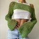 thumbnail image 2 of Top corto de crochet de manga larga para verano, tejido de punto, malla hueca, para mujer, 2024, tops de crochet Y2k, jersey de calle, 2 of 4